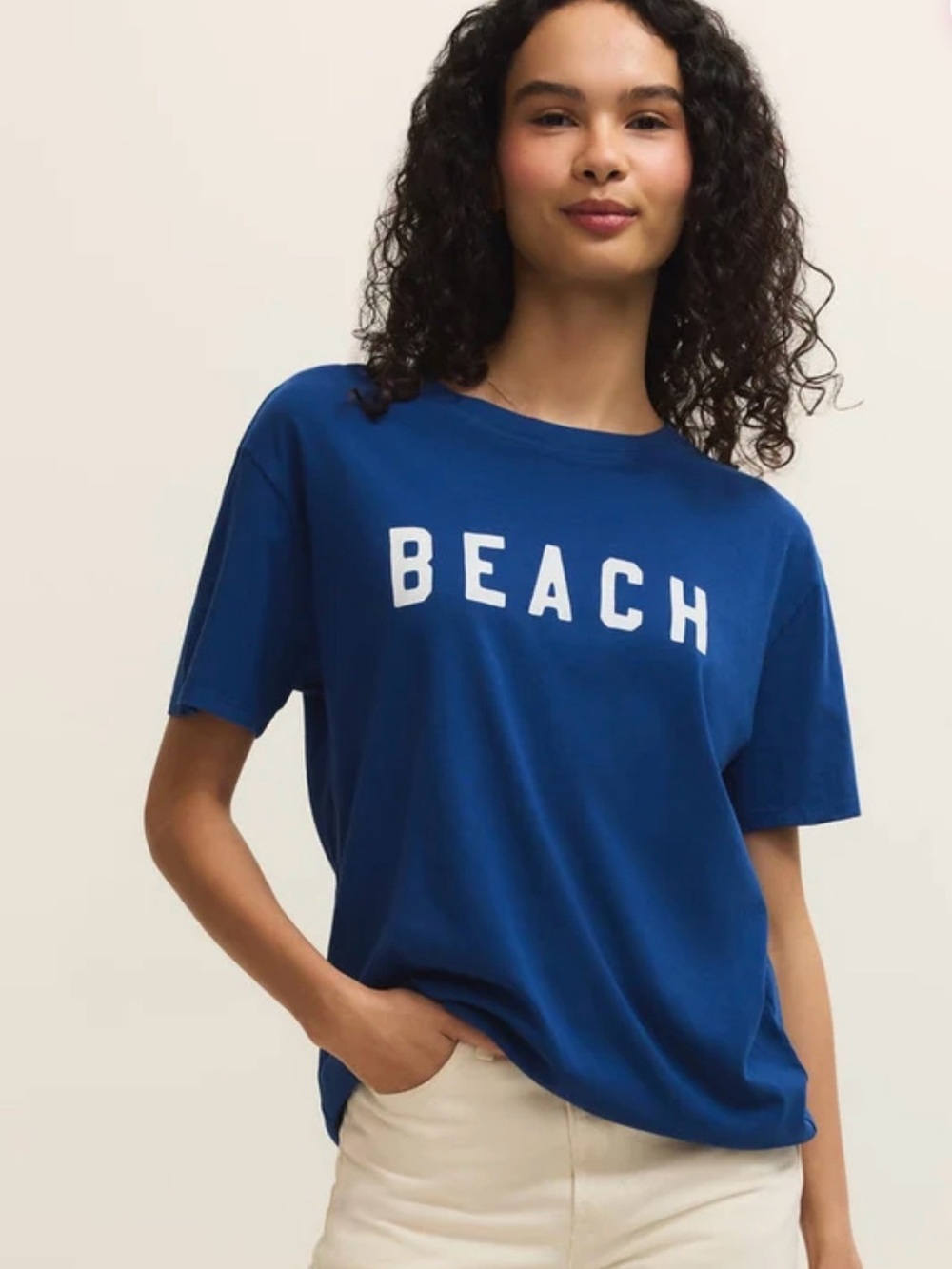 Blue 'BEACH' Graphic Tee - Women